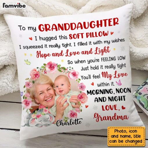 Personalized To My Granddaughter Elephant Photo Pillow