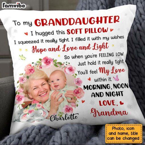 Personalized To My Granddaughter Elephant Photo Pillow