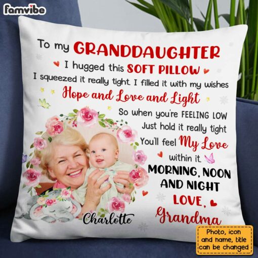 Personalized To My Granddaughter Elephant Photo Pillow