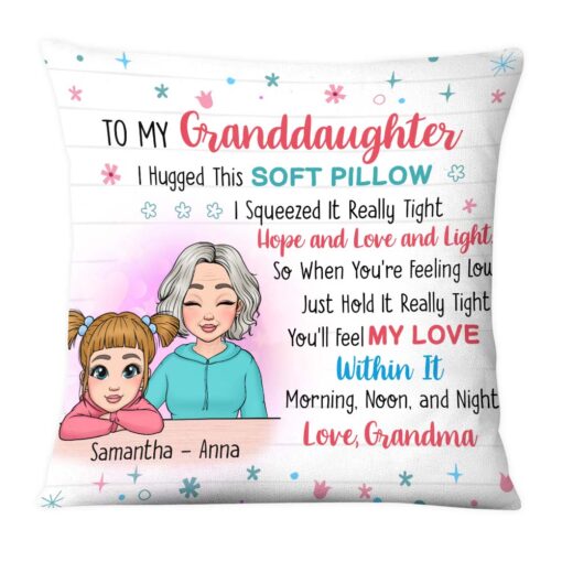 Personalized To My Granddaughter From Grandma Hug This Pillow