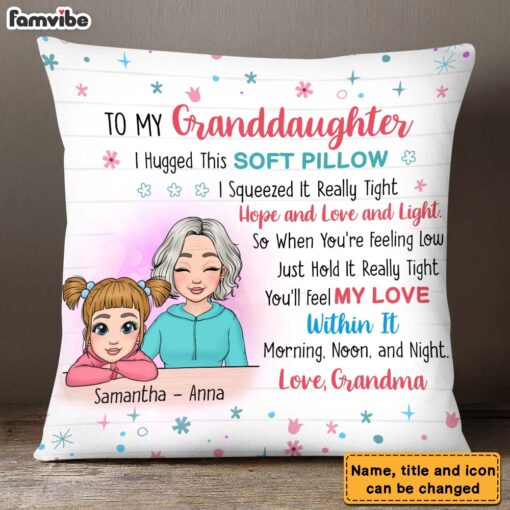 Personalized To My Granddaughter From Grandma Hug This Pillow