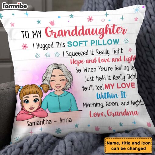 Personalized To My Granddaughter From Grandma Hug This Pillow