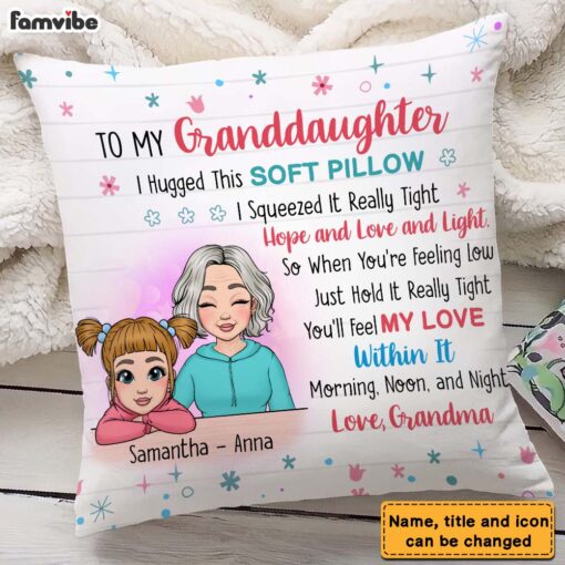 Personalized To My Granddaughter From Grandma Hug This Pillow