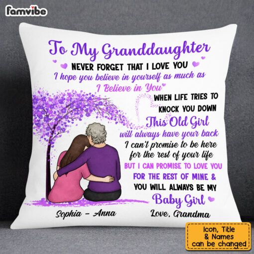 Personalized To My Granddaughter From Grandma Purple Tree Pillow