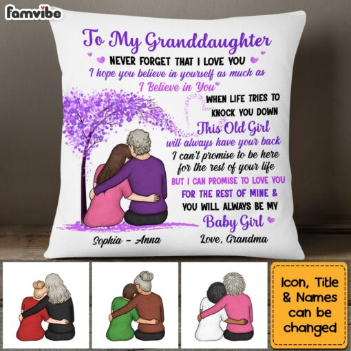 Personalized To My Granddaughter From Grandma Purple Tree Pillow