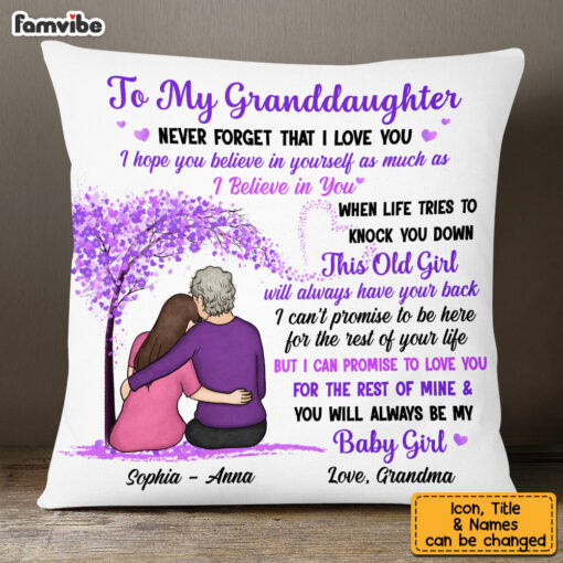 Personalized To My Granddaughter From Grandma Purple Tree Pillow