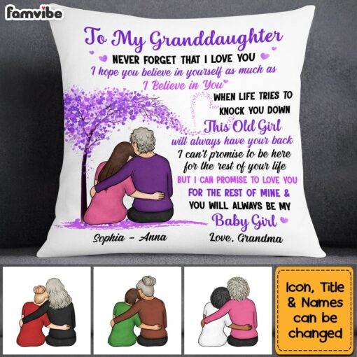 Personalized To My Granddaughter From Grandma Purple Tree Pillow