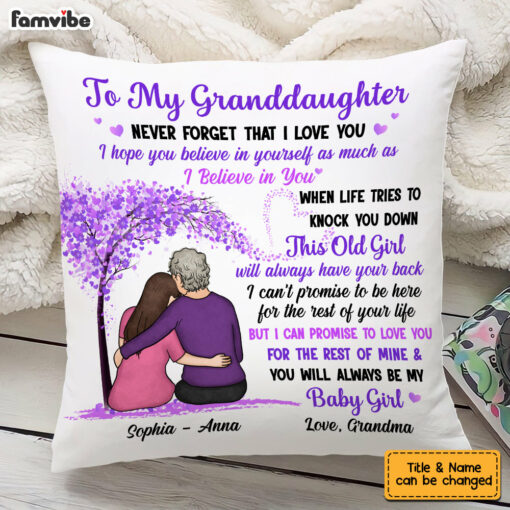 Personalized To My Granddaughter From Grandma Purple Tree Pillow