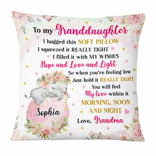 Personalized To My Granddaughter Hug This Elephant Pillow