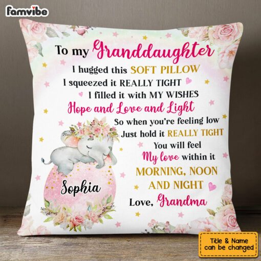 Personalized To My Granddaughter Hug This Elephant Pillow