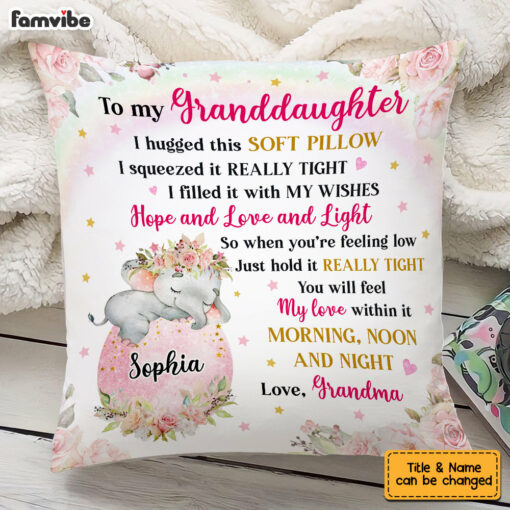 Personalized To My Granddaughter Hug This Elephant Pillow