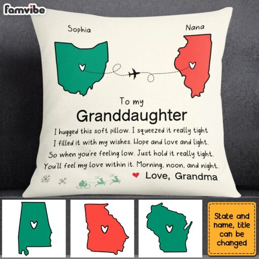 Personalized To My Granddaughter Hug This Long Distance Pillow