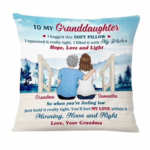 Personalized To My Granddaughter Lake View Hug This Pillow