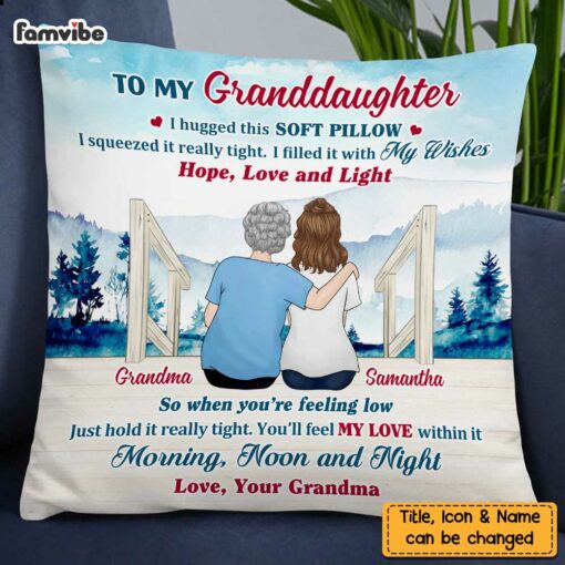 Personalized To My Granddaughter Lake View Hug This Pillow