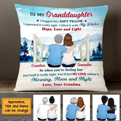 Personalized To My Granddaughter Lake View Hug This Pillow