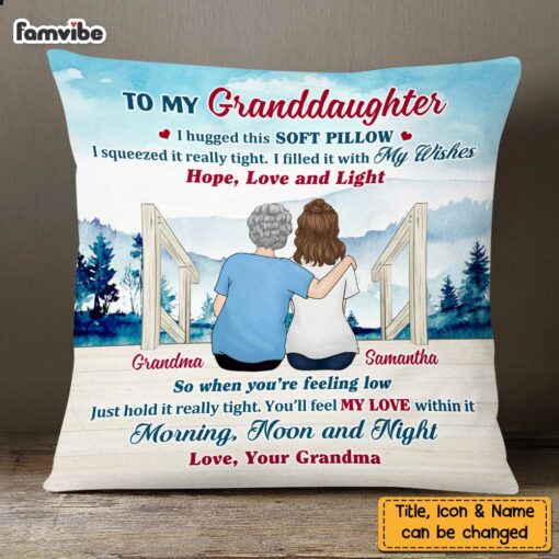 Personalized To My Granddaughter Lake View Hug This Pillow