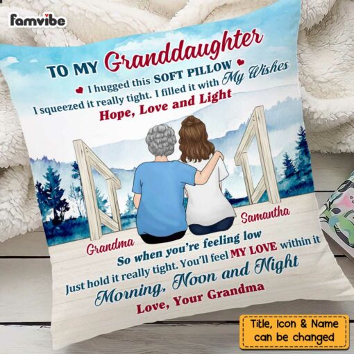 Personalized To My Granddaughter Lake View Hug This Pillow