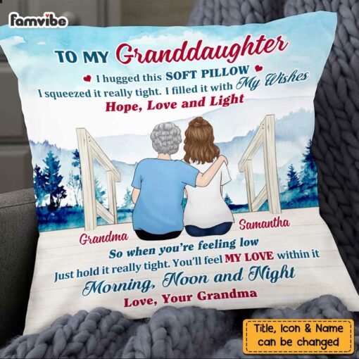 Personalized To My Granddaughter Lake View Hug This Pillow