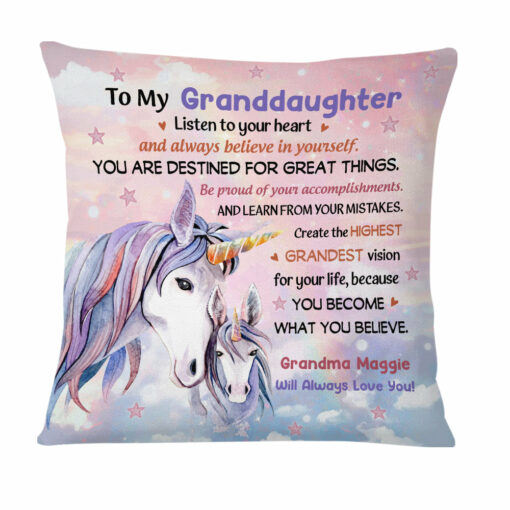 Personalized To My Granddaughter Listen To Your Heart Pillow