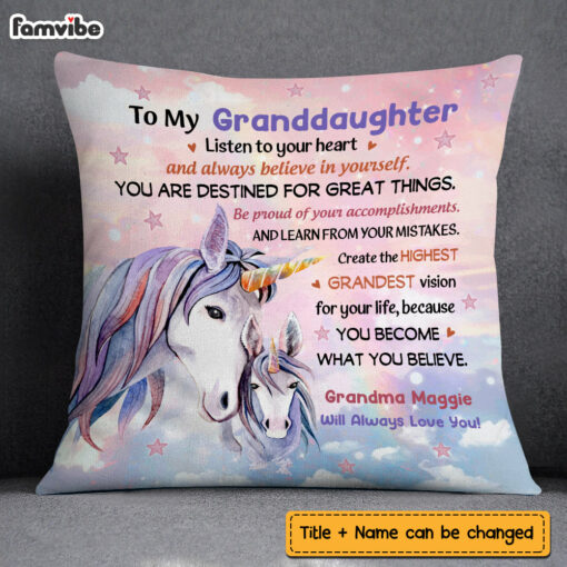 Personalized To My Granddaughter Listen To Your Heart Pillow