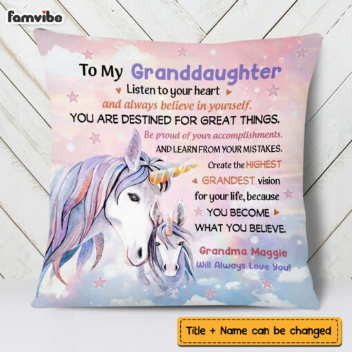 Personalized To My Granddaughter Listen To Your Heart Pillow