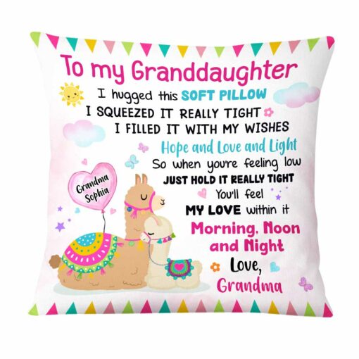 Personalized To My Granddaughter Llama Hug This Pillow