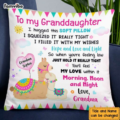 Personalized To My Granddaughter Llama Hug This Pillow