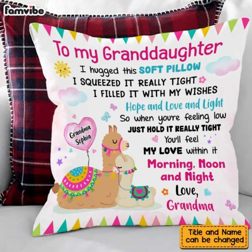 Personalized To My Granddaughter Llama Hug This Pillow