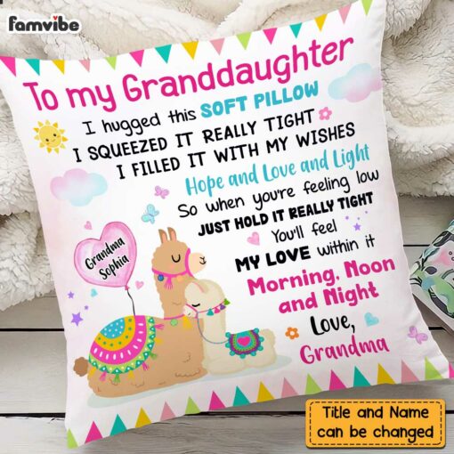 Personalized To My Granddaughter Llama Hug This Pillow