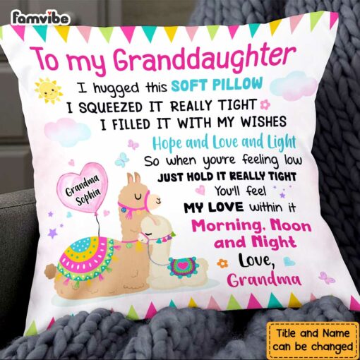 Personalized To My Granddaughter Llama Hug This Pillow