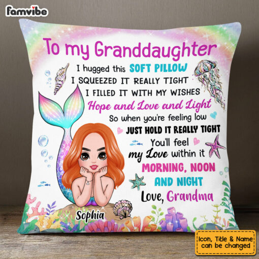 Personalized To My Granddaughter Mermaid Hug This Pillow