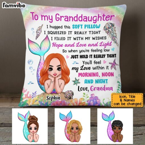 Personalized To My Granddaughter Mermaid Hug This Pillow