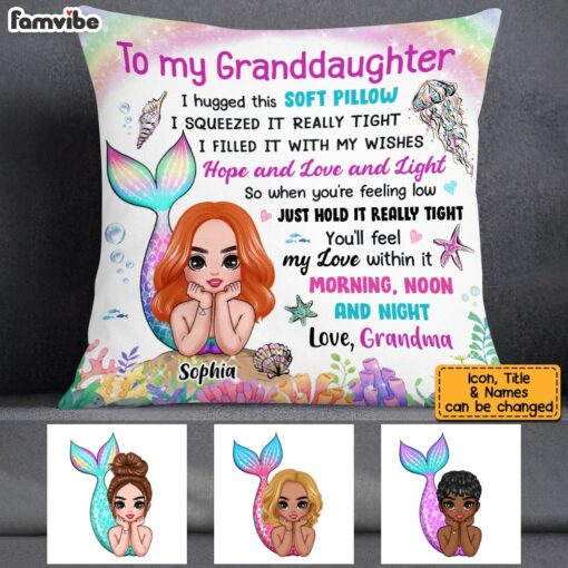 Personalized To My Granddaughter Mermaid Hug This Pillow