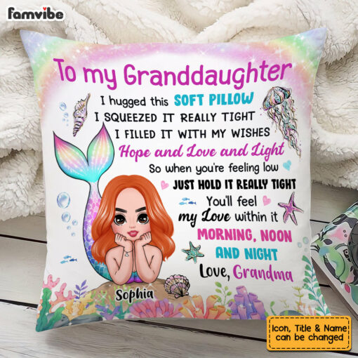 Personalized To My Granddaughter Mermaid Hug This Pillow