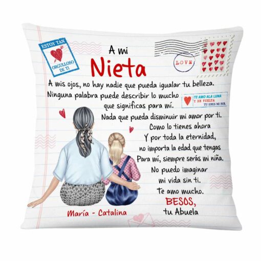 Personalized To My Granddaughter Spanish Carta A Mi Nieta Besos Tu Abuela Pillow