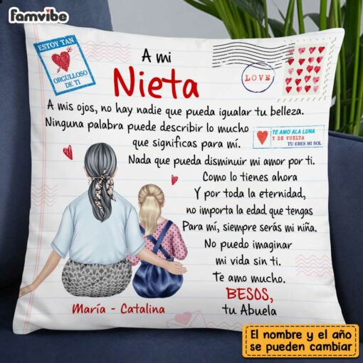 Personalized To My Granddaughter Spanish Carta A Mi Nieta Besos Tu Abuela Pillow