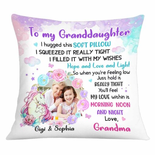 Personalized To My Granddaughter Unicorn Photo Pillow