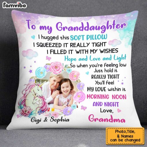 Personalized To My Granddaughter Unicorn Photo Pillow