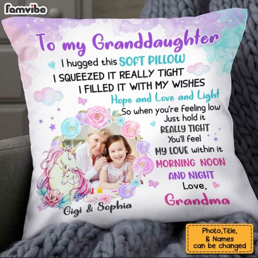 Personalized To My Granddaughter Unicorn Photo Pillow