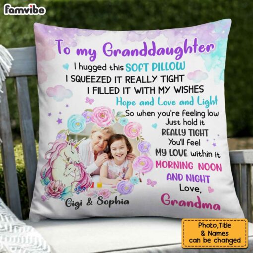 Personalized To My Granddaughter Unicorn Photo Pillow