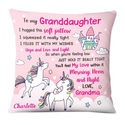 Personalized To My Granddaughter Unicorn Pillow