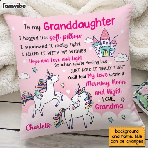 Personalized To My Granddaughter Unicorn Pillow