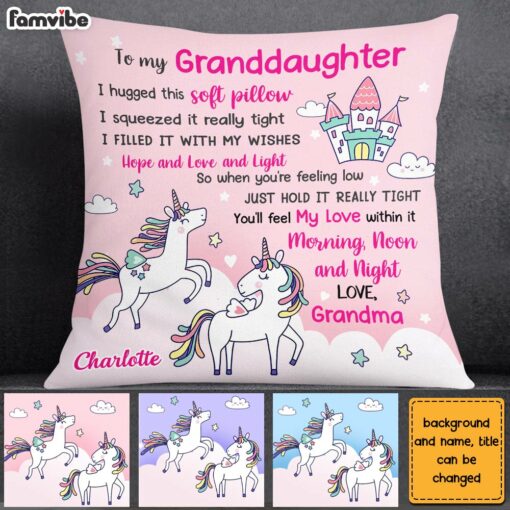 Personalized To My Granddaughter Unicorn Pillow