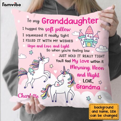 Personalized To My Granddaughter Unicorn Pillow