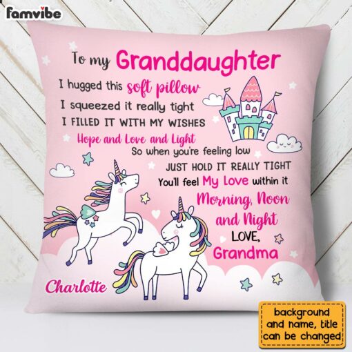 Personalized To My Granddaughter Unicorn Pillow