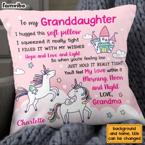 Personalized To My Granddaughter Unicorn Pillow