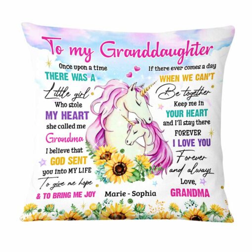 Personalized To My Granddaughter Unicorn Sunflower Pillow