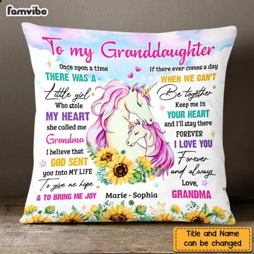 Personalized To My Granddaughter Unicorn Sunflower Pillow