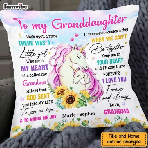 Personalized To My Granddaughter Unicorn Sunflower Pillow