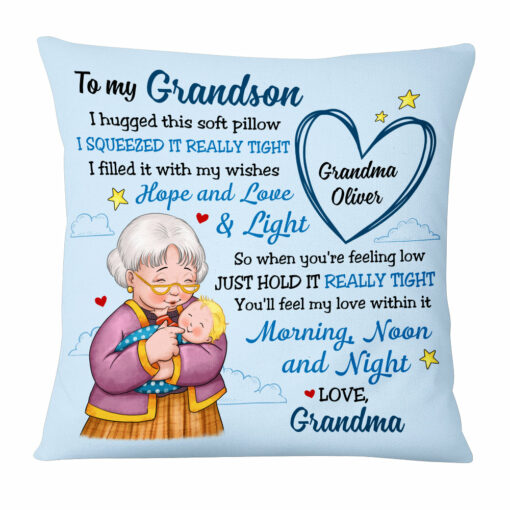 Personalized To My Grandson Baby Hug From Grandma Pillow